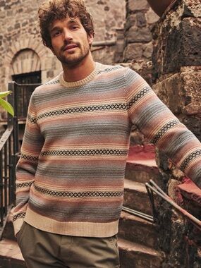 Marine Layer Reed Jacquard Crew Sweater.  Size Large